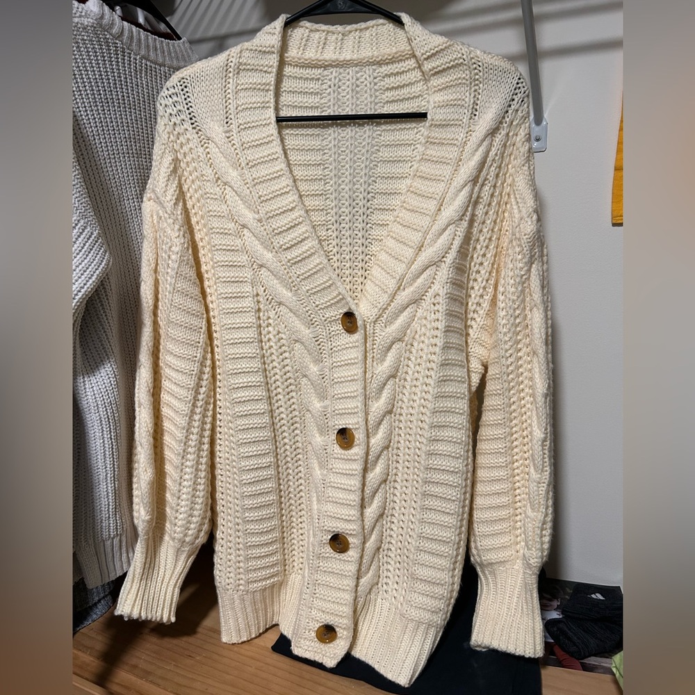 Cozy Cream Cable Knit Cardigan
